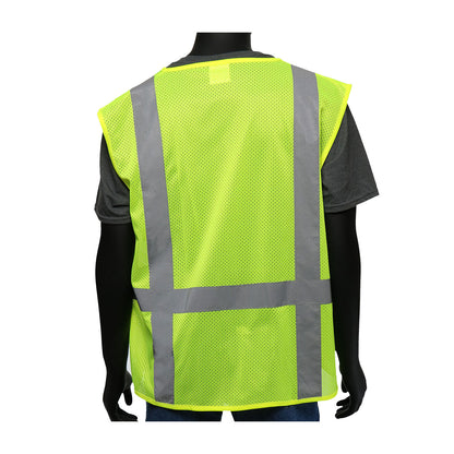 PIP 47217 Class 2 Viz-Up FR Treated 3-Pocket Mesh Vest, Lime, detail