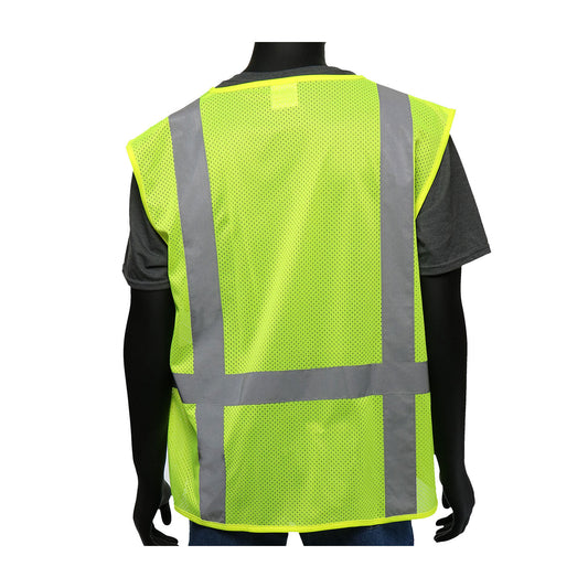 PIP 47217 Class 2 Viz-Up FR Treated 3-Pocket Mesh Vest, Lime, detail