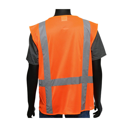 PIP 47218 Class 2 Viz-Up FR Treated 3-Pocket Vest, Orange, detail