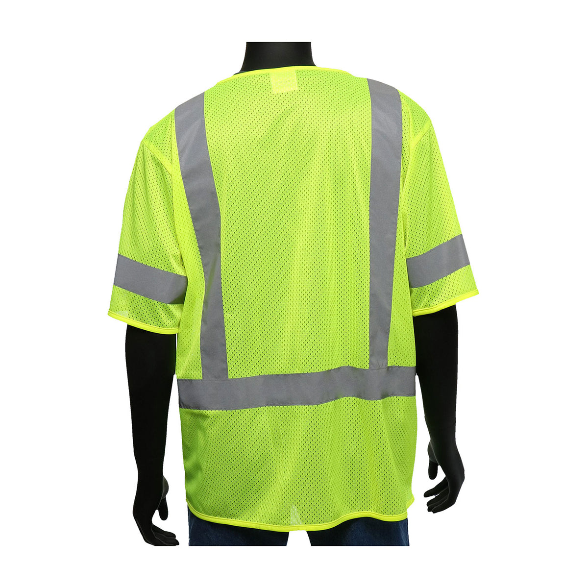 PIP 47308 Class 3 Viz-Up 3-Pocket FR Treated Mesh Vest, Lime, detail