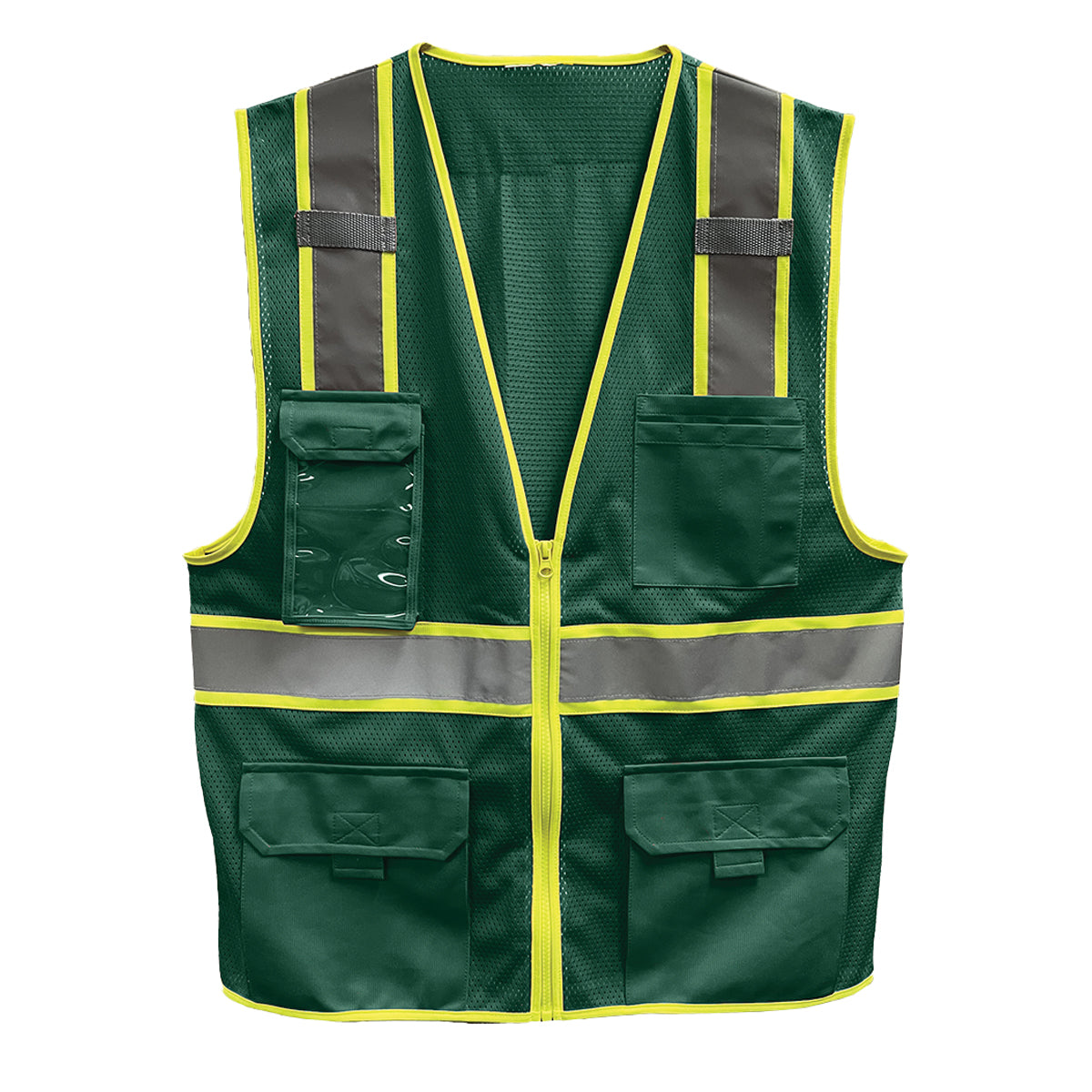 24-500GT Enhanced Visibility Five Pocket Mesh Vest - Green - Front