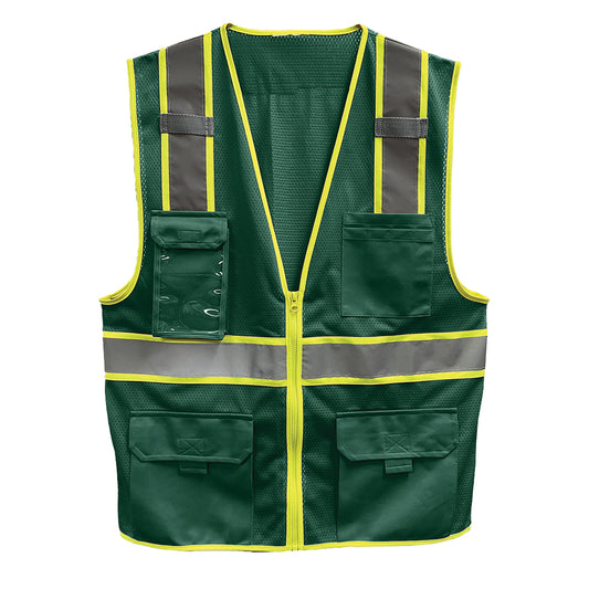 24-500GT Enhanced Visibility Five Pocket Mesh Vest - Green - Front