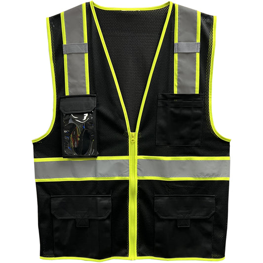 24-500GT Enhanced Visibility Five Pocket Mesh Vest - Black - Front