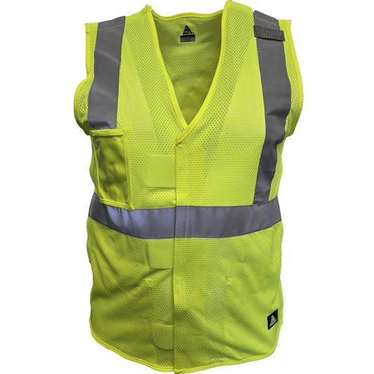 24-502SX ANSI Type R Class 2 Three Pocket Mesh Breakaway Vest - Lime - Front