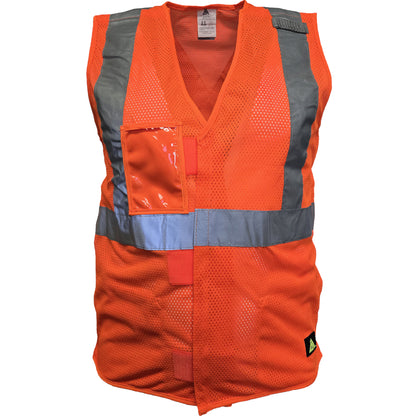 24-502SX ANSI Type R Class 2 Three Pocket Mesh Breakaway Vest - Orange - Front