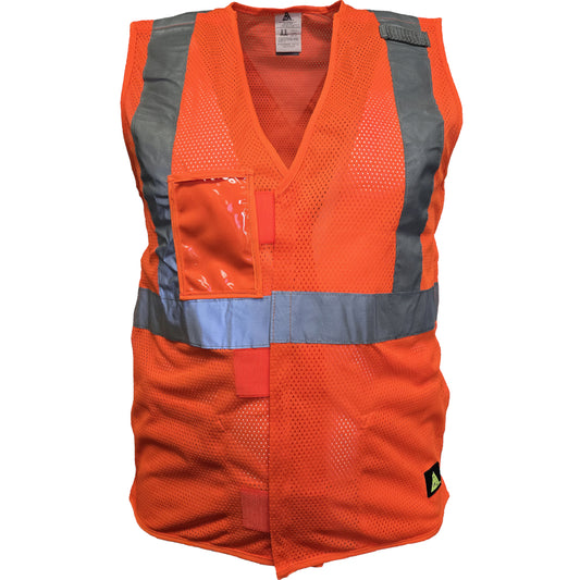 24-502SX ANSI Type R Class 2 Three Pocket Mesh Breakaway Vest - Orange - Front