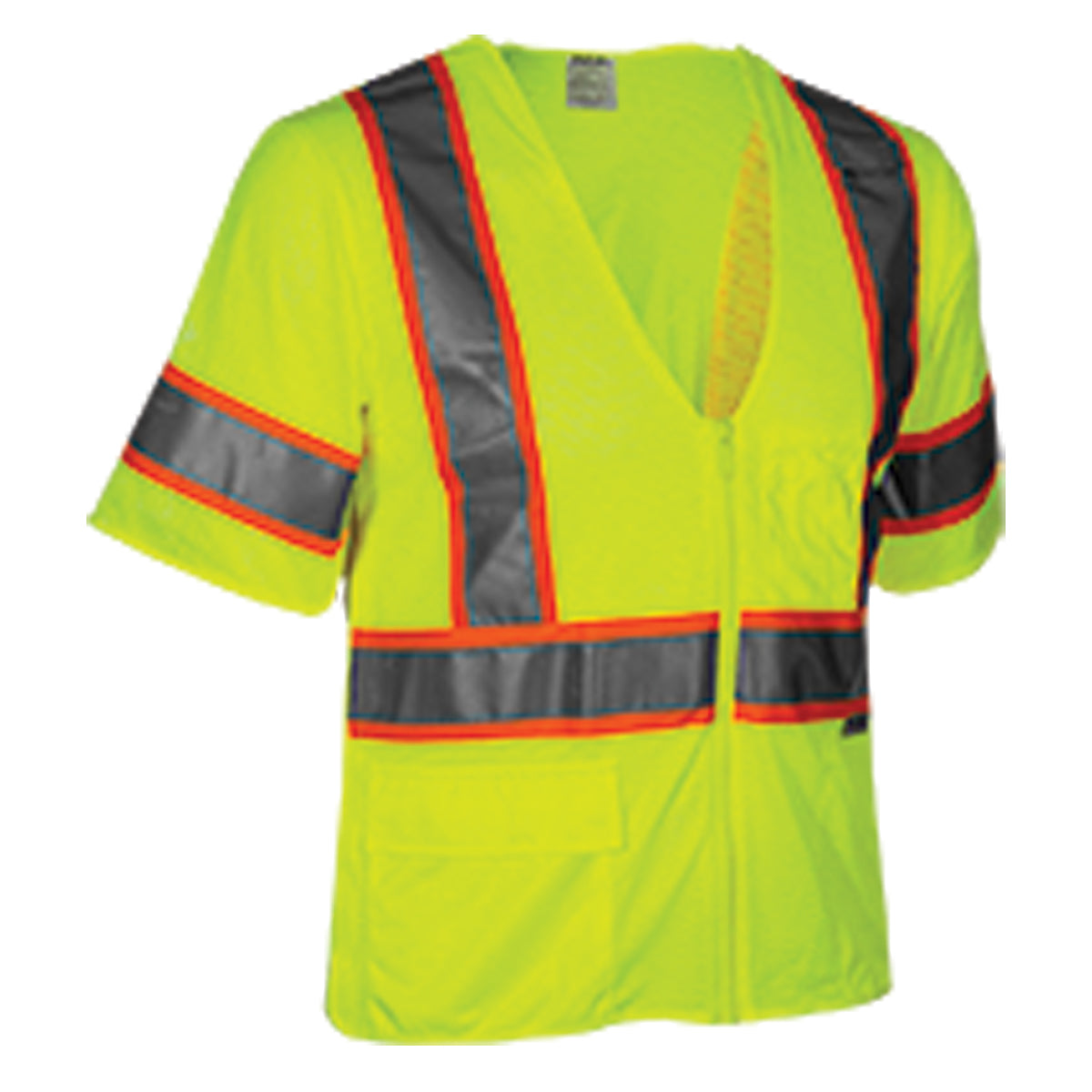 24-504ST ANSI Type R Class 3 Seven Pocket Mesh Breakaway Vest - Lime - 3/4 Right
