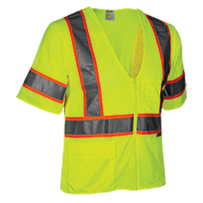 24-504ST ANSI Type R Class 3 Seven Pocket Mesh Breakaway Vest - Lime - 3/4 Right