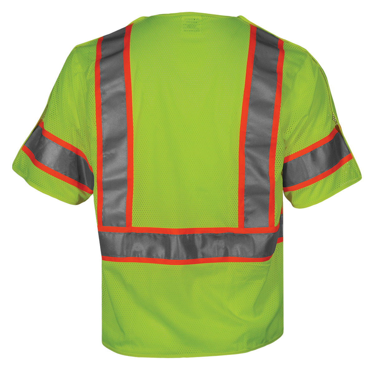 24-504ST ANSI Type R Class 3 Seven Pocket Mesh Breakaway Vest - Lime - Back