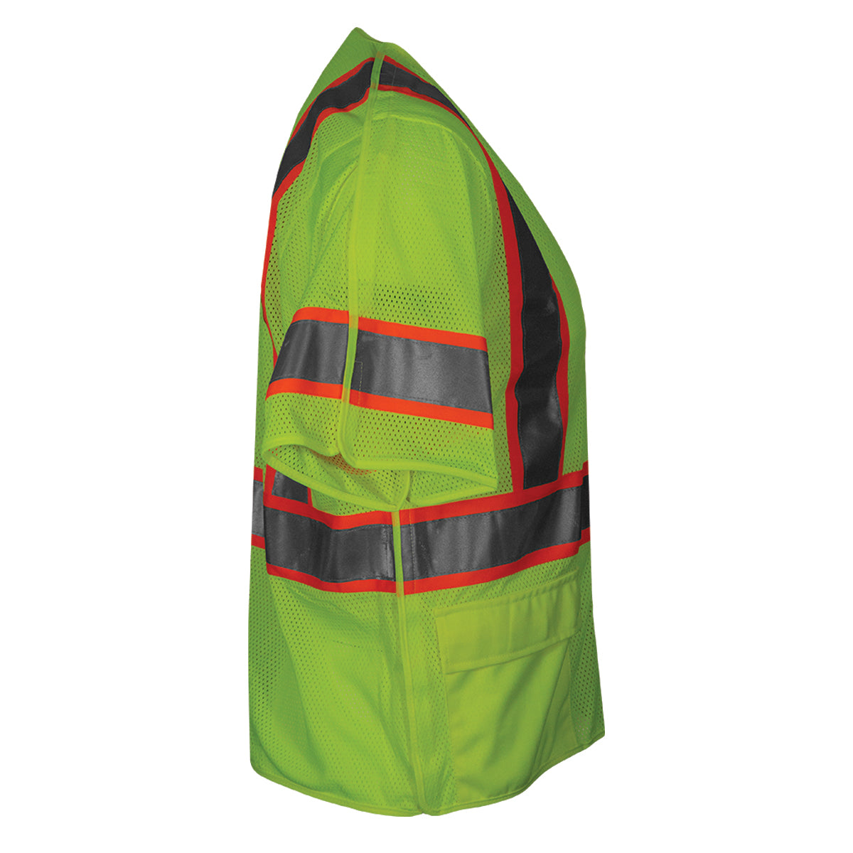 24-504ST ANSI Type R Class 3 Seven Pocket Mesh Breakaway Vest - Lime - Side Right