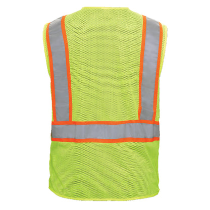 24-505ST ANSI Type R Class 2 Seven Pocket Mesh Breakaway Vest - Lime - Back