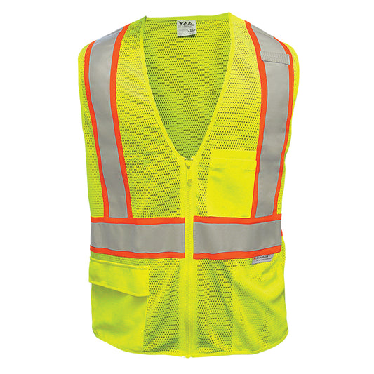24-505ST ANSI Type R Class 2 Seven Pocket Mesh Breakaway Vest - Lime - Front