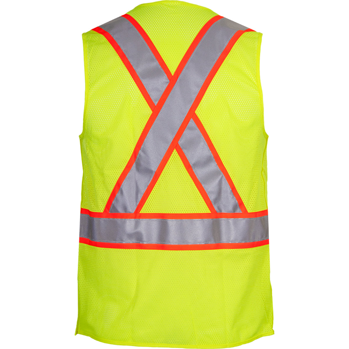 24-505SX ANSI Type R Class 2 Seven Pocket Mesh Breakaway Vest with X-Back - Lime - Back