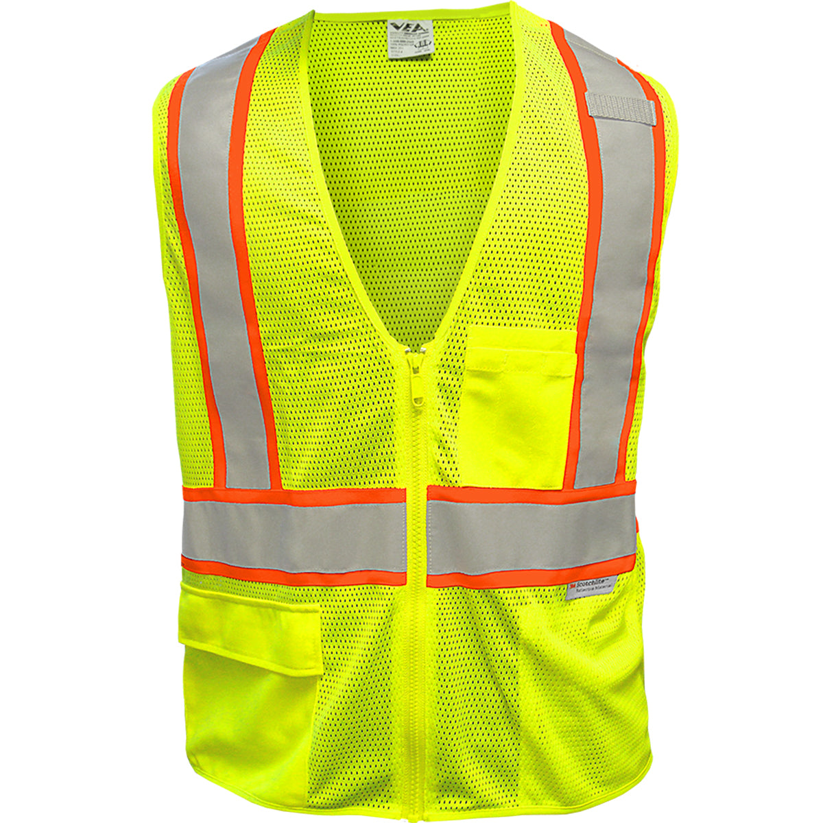 24-505SX ANSI Type R Class 2 Seven Pocket Mesh Breakaway Vest with X-Back - Lime - Front