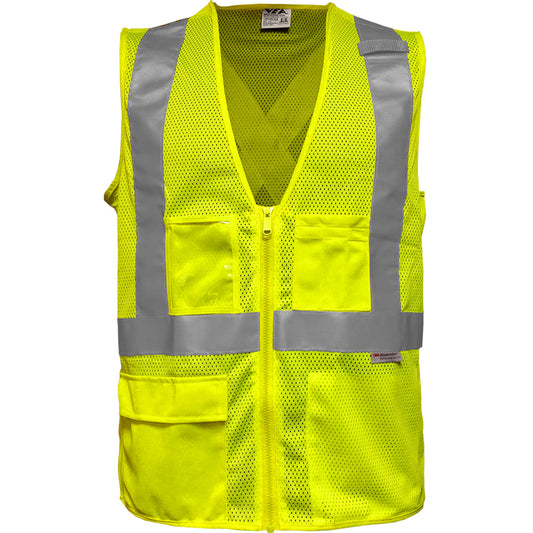 24-508SX ANSI Type R Class 2 Seven Pocket Mesh Breakaway Vest with X-Back - Lime - Front