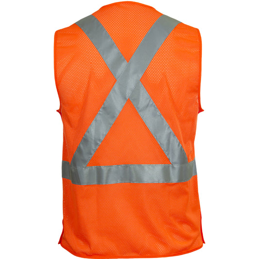 24-508SX ANSI Type R Class 2 Seven Pocket Mesh Breakaway Vest with X-Back - Orange - Back