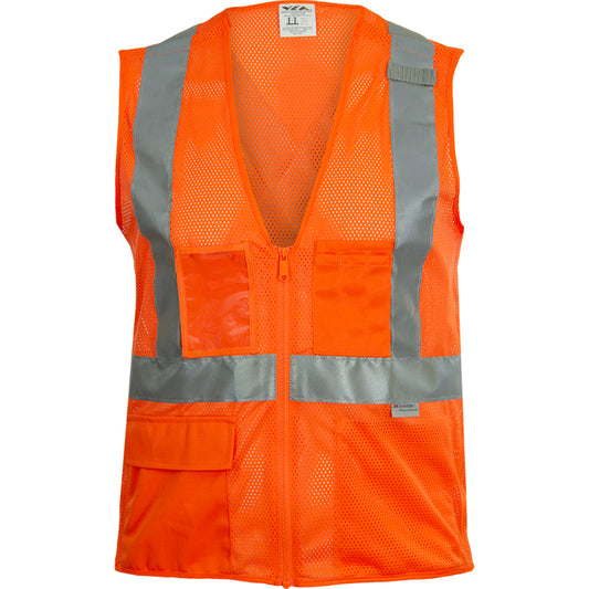 24-508SX ANSI Type R Class 2 Seven Pocket Mesh Breakaway Vest with X-Back - Orange - Front