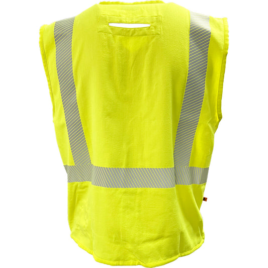 24-509FRGS ANSI Type R Class 2 Dual-Certified AR/FR Solid Vest - Lime - Back