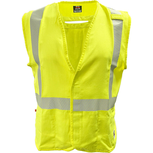 24-509FRGS ANSI Type R Class 2 Dual-Certified AR/FR Solid Vest - Lime - Front