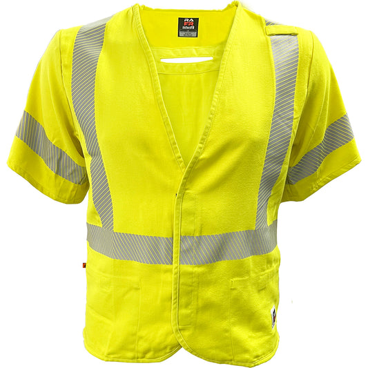 24-510FRGS ANSI Type R Class 3 Dual-Certified AR/FR Solid Vest - Lime - Front