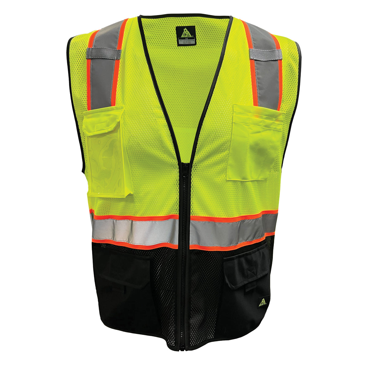515CS Class 2 Mesh Safety Vest, Lime/Black, front
