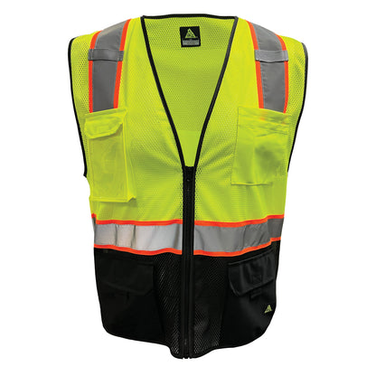 515CS Class 2 Mesh Safety Vest, Lime/Black, front