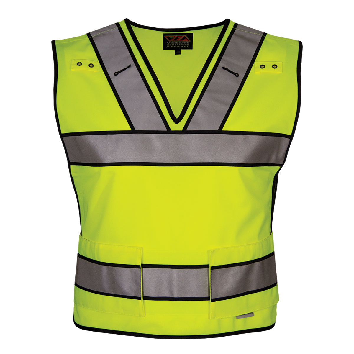 Reflective Apparel 549ST Public Safety Breakaway Vest with V-Neck, lime, front