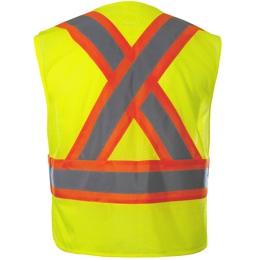 24-566GX ANSI Type R Class 2 Breakaway Mesh Vest with Adjustable Waistline - Lime - Back