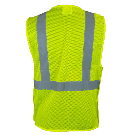 24-582ET ANSI Type R Class 2 Value Breakaway Mesh Vest with Drop Shoulders - Lime - Back