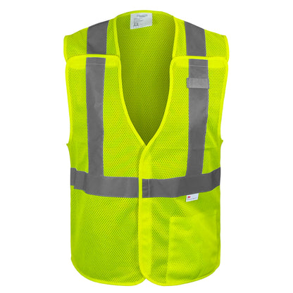 24-582ET ANSI Type R Class 2 Value Breakaway Mesh Vest with Drop Shoulders - Lime - Front