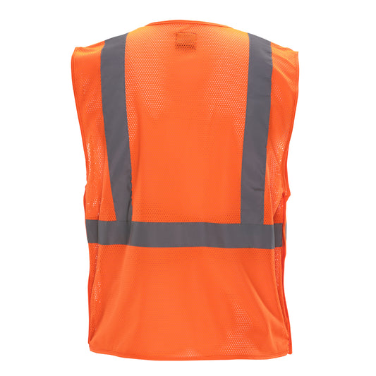 24-582ET economy mesh breakaway safety vest, hi-vis orange, back