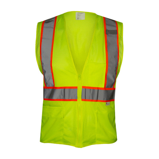 24-586ET ANSI Type R Class 2 Value Mesh Vest - Lime - Front