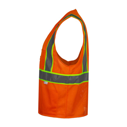 Reflective Apparel 586ET Value Mesh Vest, orange, left side