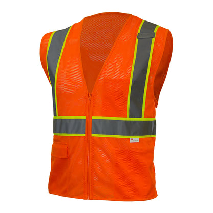 Reflective Apparel 586ET Value Mesh Vest, orange, 3/4 left