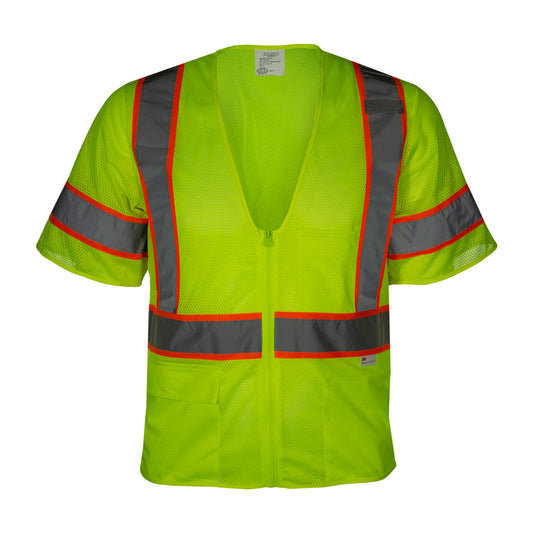 24-588ET ANSI Type R Class 3 Value Mesh Vest - Lime - Front