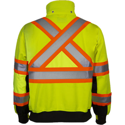 24-602CX Systems Gear ANSI Type R Class 3 Sweatshirt with Removable Hood - Lime/Black - Back