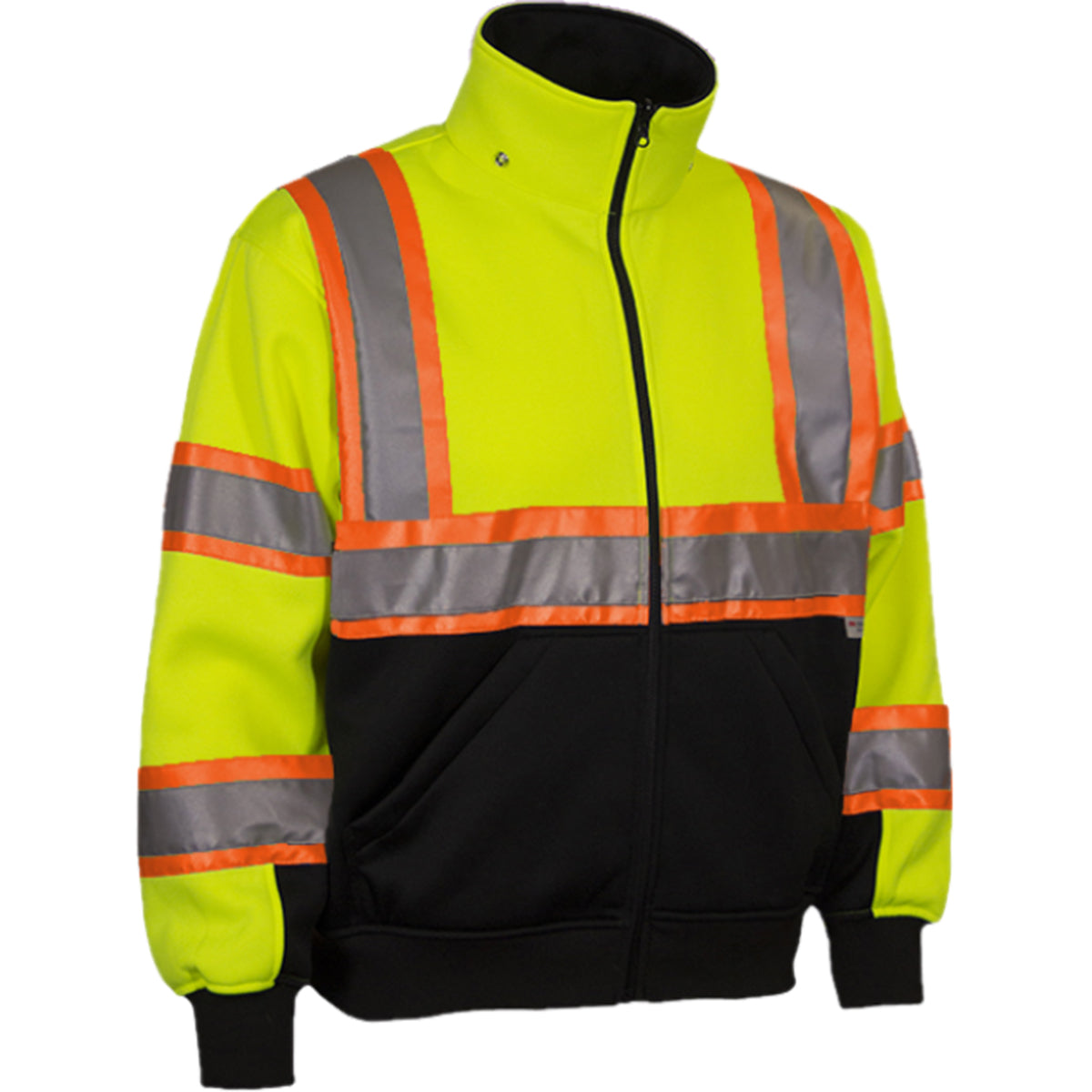 24-602CX Systems Gear ANSI Type R Class 3 Sweatshirt with Removable Hood - Lime/Black - Front