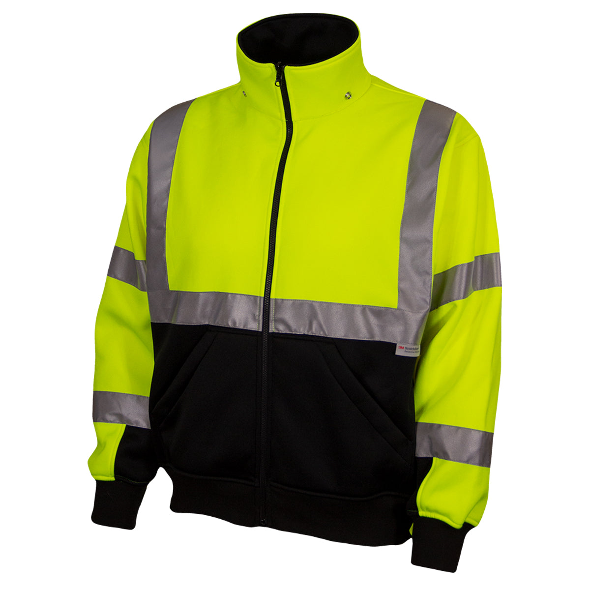 24-602ST ANSI Type R Class 3 Sweatshirt with Removable Hood - Lime/Black - 3/4 Left