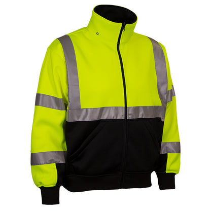 24-602ST ANSI Type R Class 3 Sweatshirt with Removable Hood - Lime/Black - 3/4 Right