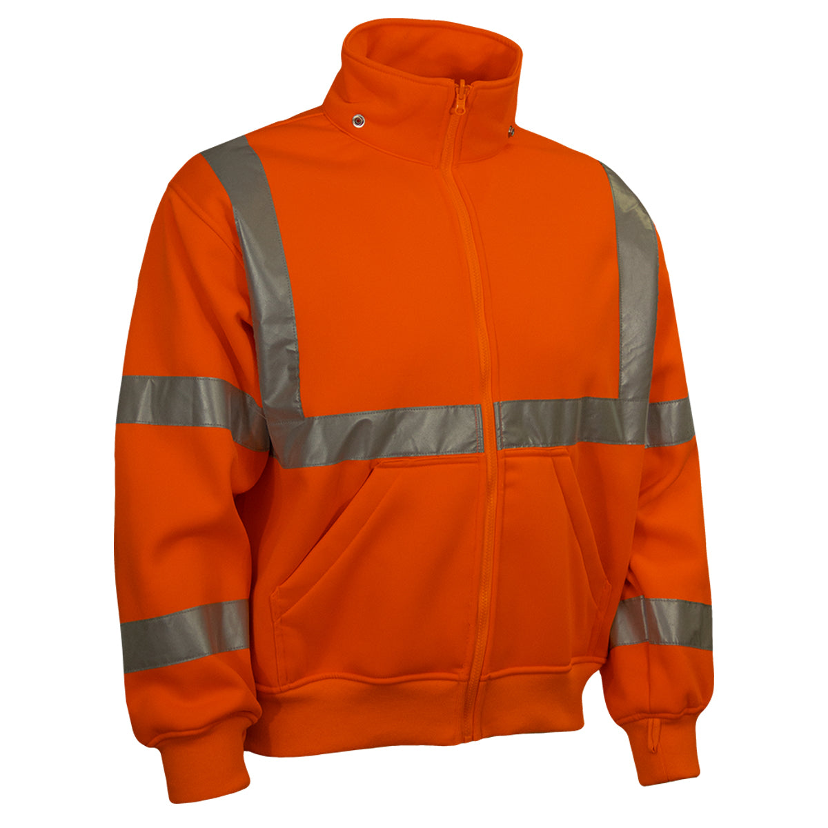 Reflective Apparel 602ST Sweatshirt with Removable Hood, orange, 3/4 right
