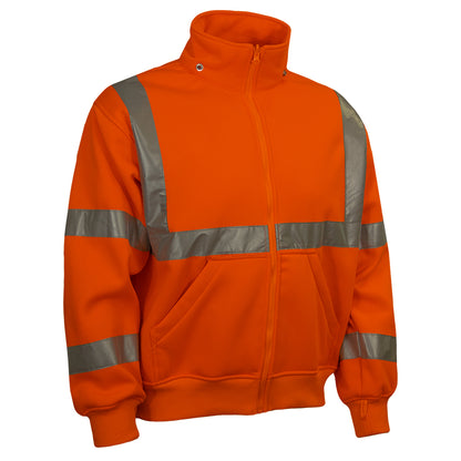 Reflective Apparel 602ST Sweatshirt with Removable Hood, orange, 3/4 right
