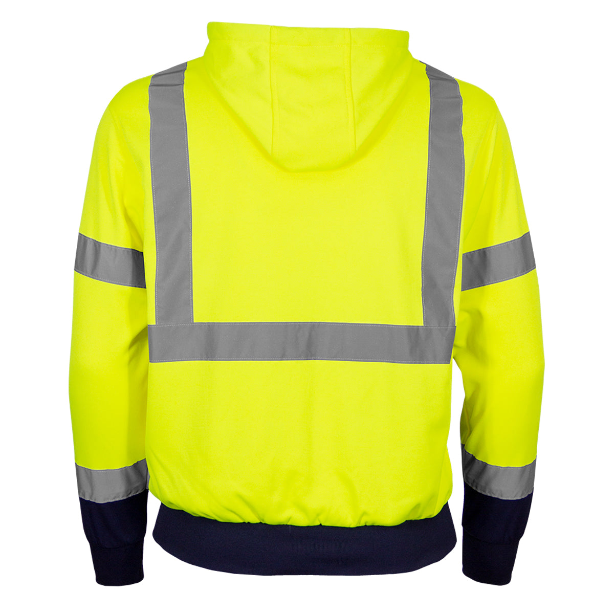 Reflective Apparel 604GT Pullover Hooded Sweatshirt, lime/navy, back