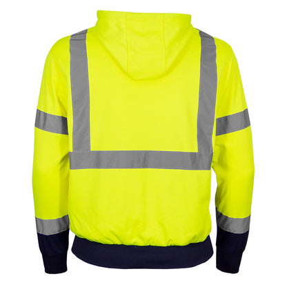Reflective Apparel 604GT Pullover Hooded Sweatshirt, lime/navy, back