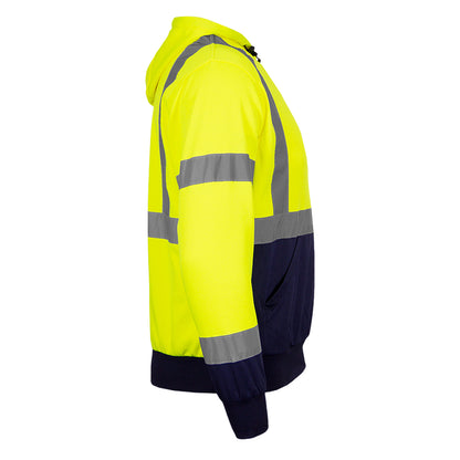 Reflective Apparel 604GT Pullover Hooded Sweatshirt, lime/navy, right side