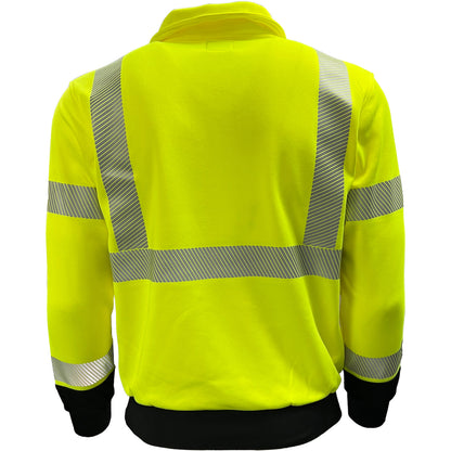 Reflective Apparel 605CT Quarter-Zip Pullover Sweatshirt, lime/black, back