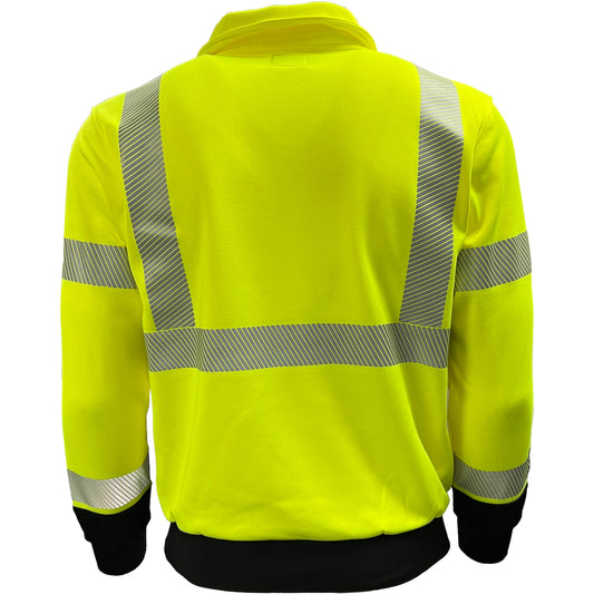 24-605CT quarter-zip hi-vis pullover sweatshirt, lime/black, back