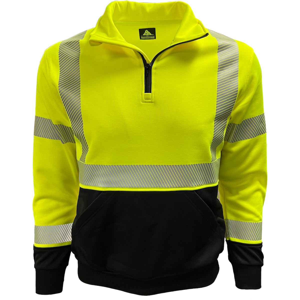 Reflective Apparel 605CT Quarter-Zip Pullover Sweatshirt, lime/black, front