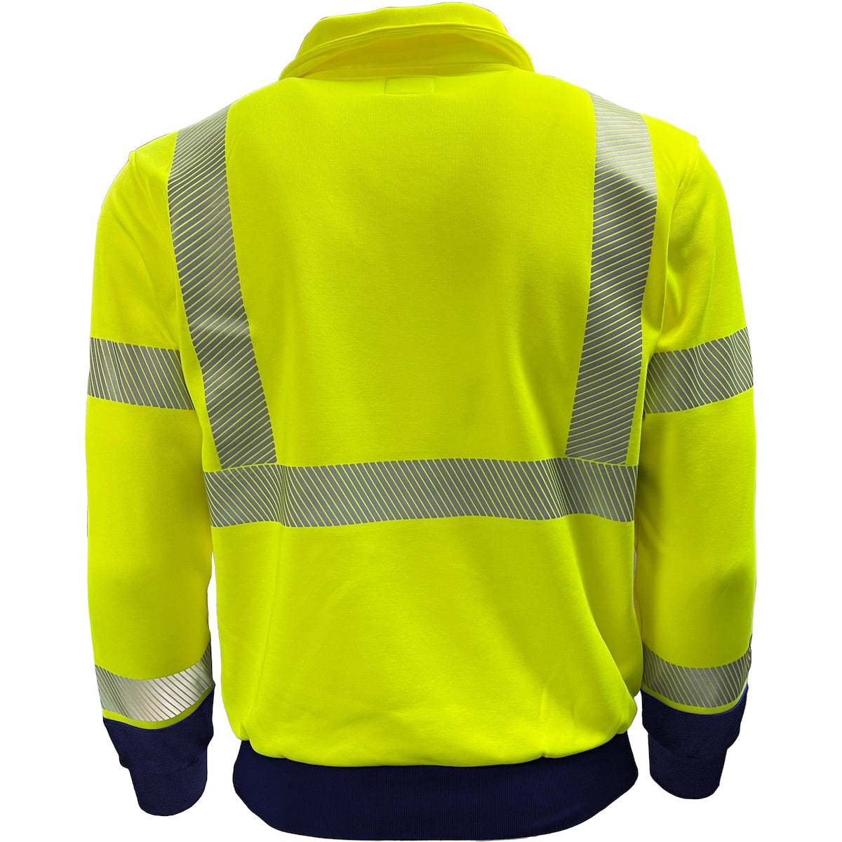 Reflective Apparel 605CT Quarter-Zip Pullover Sweatshirt, lime/navy, back