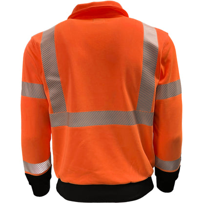 Reflective Apparel 605CT Quarter-Zip Pullover Sweatshirt, orange/black, back