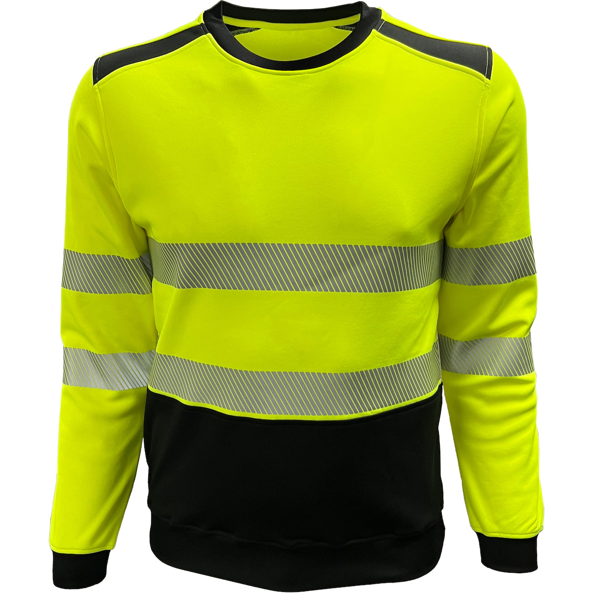 610CT Class 3 Stretch Crewneck, Lime/Black, front